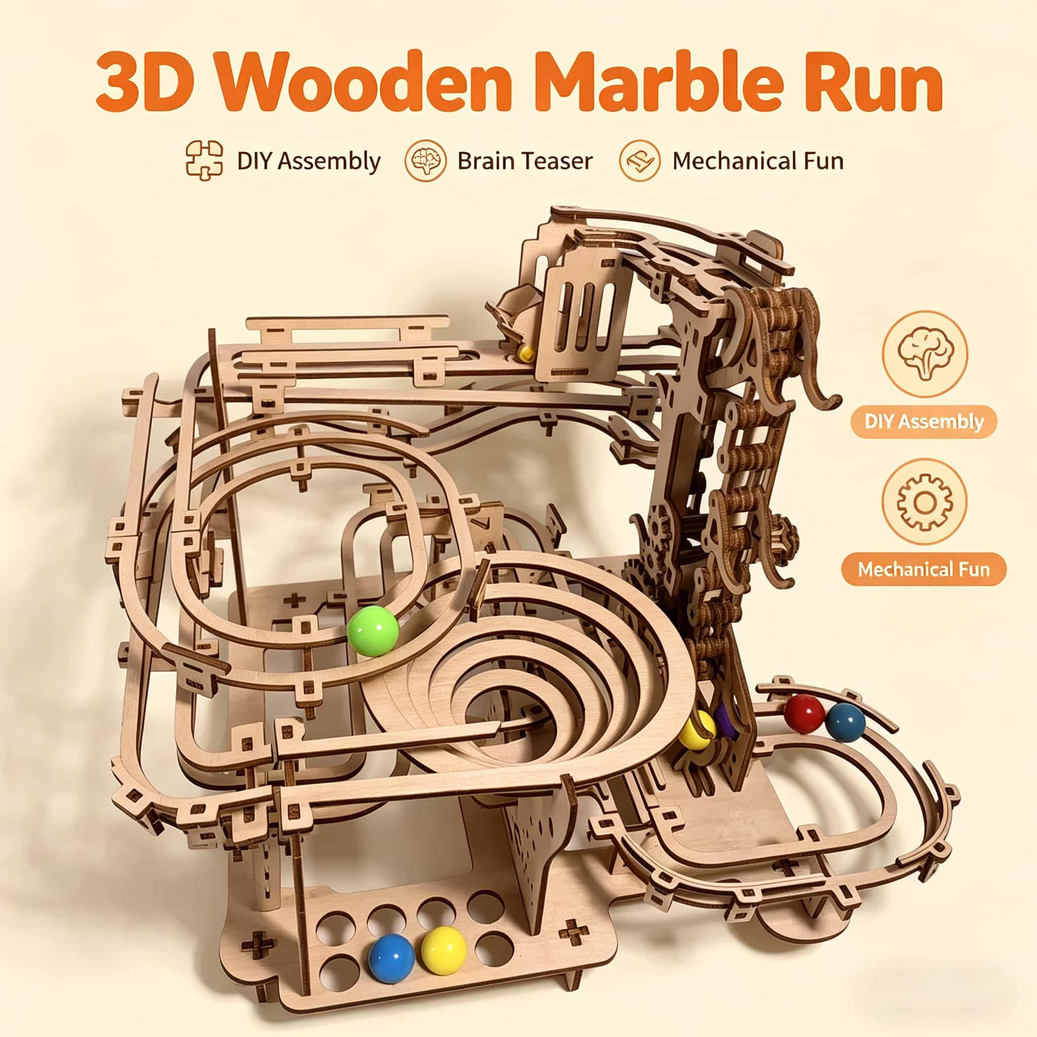Mechanical Marble Run 3D Woode - đánh giá và giá Running Gear Gifts