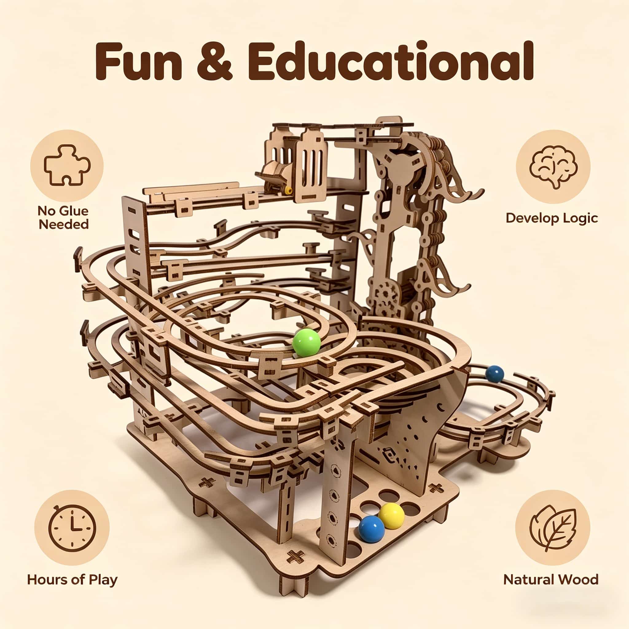 Mechanical Marble Run 3D Woode - đánh giá và giá Running Gear Gifts