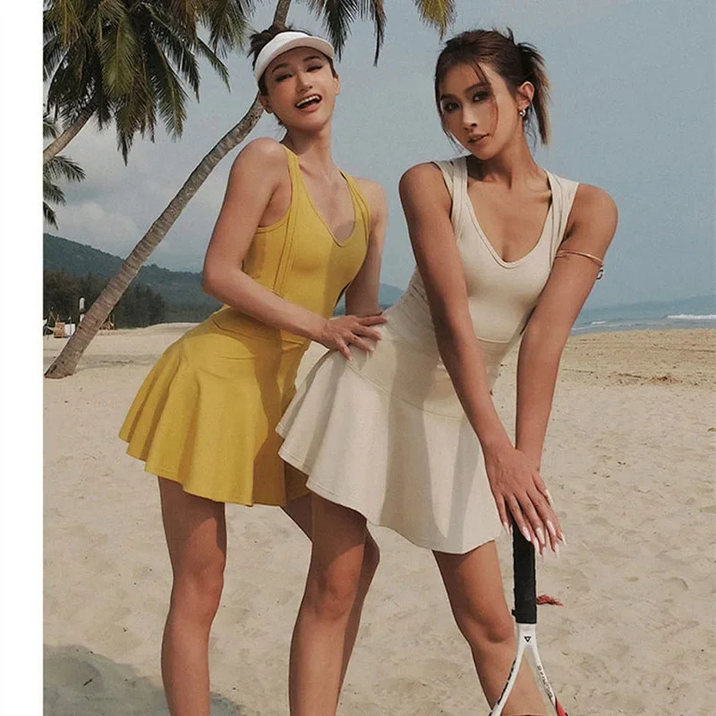 Tennis Dress Female Sleeveless - đánh giá và giá Head Gear Running