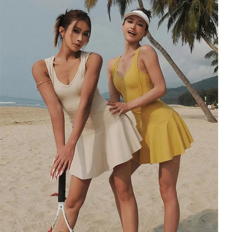 Tennis Dress Female Sleeveless - đánh giá và giá Head Gear Running